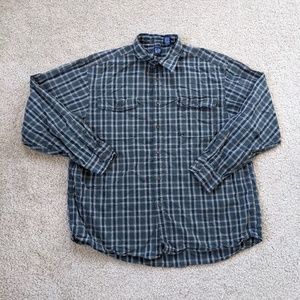 Gap Button Up Long Sleeve Shirt Men's XL Green Black Plaid